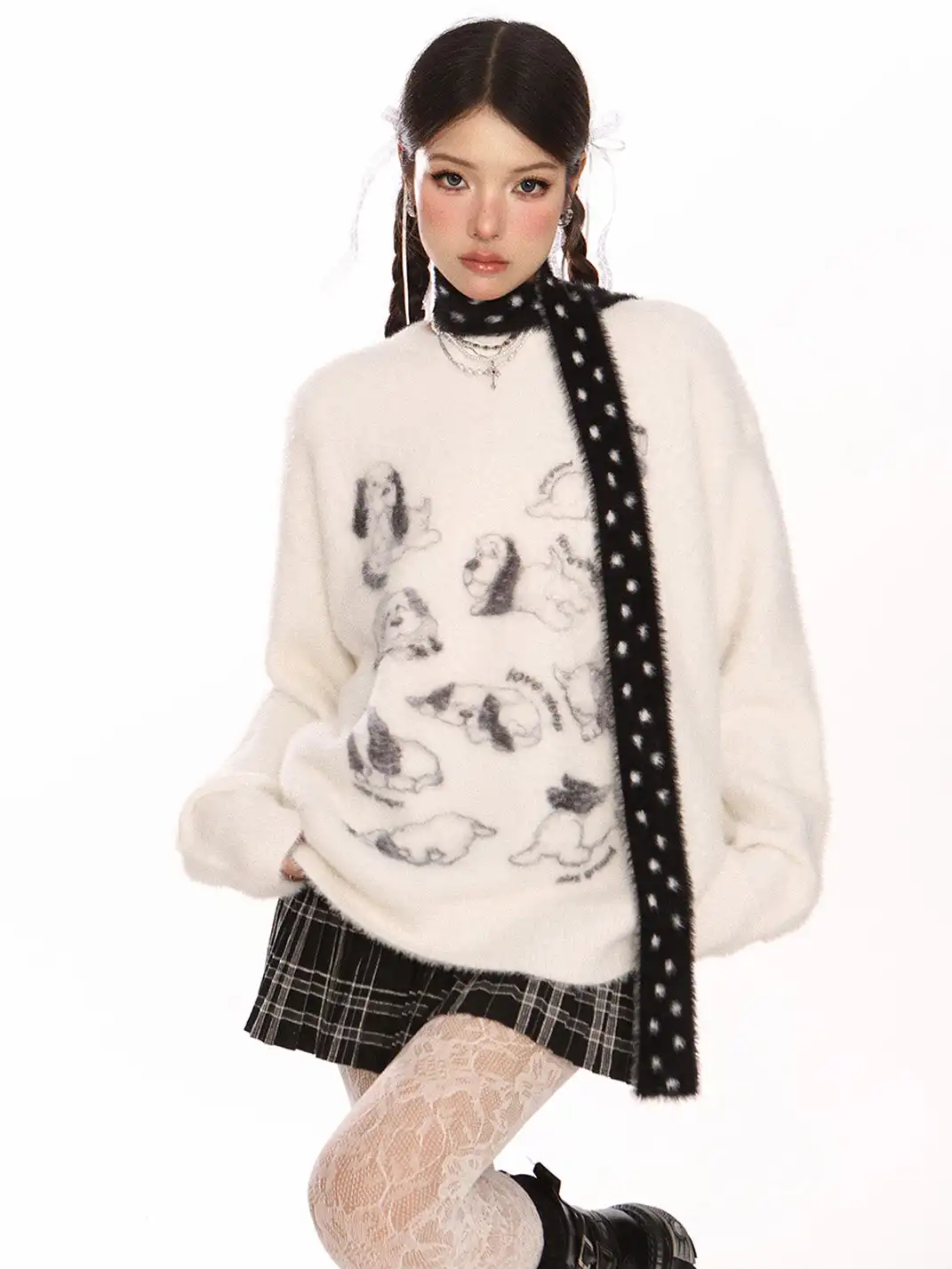 BIGGOLD | Puppy Mohair Sweater With Scarf