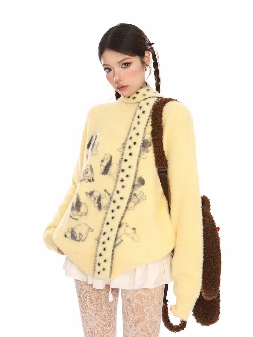 BIGGOLD | Puppy Mohair Sweater With Scarf