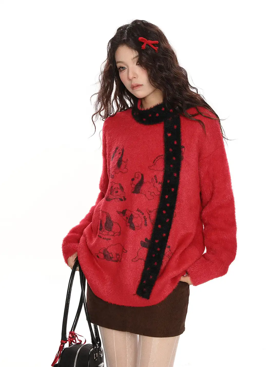 BIGGOLD | Puppy Mohair Sweater With Scarf