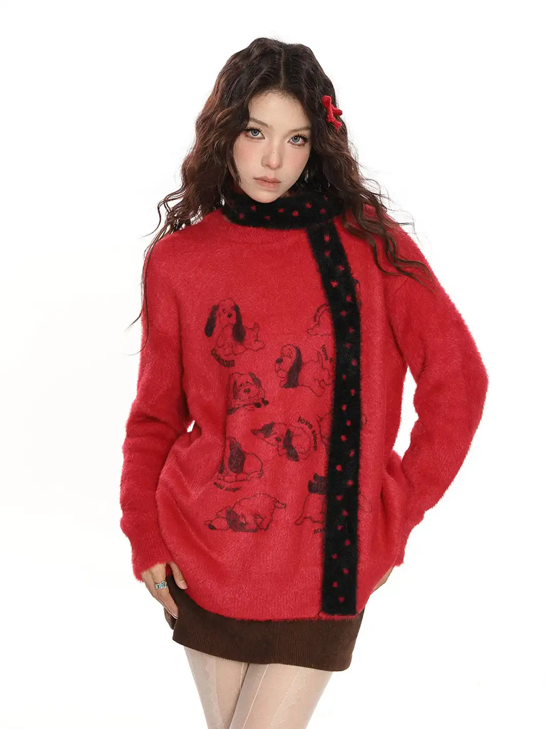 BIGGOLD | Puppy Mohair Sweater With Scarf