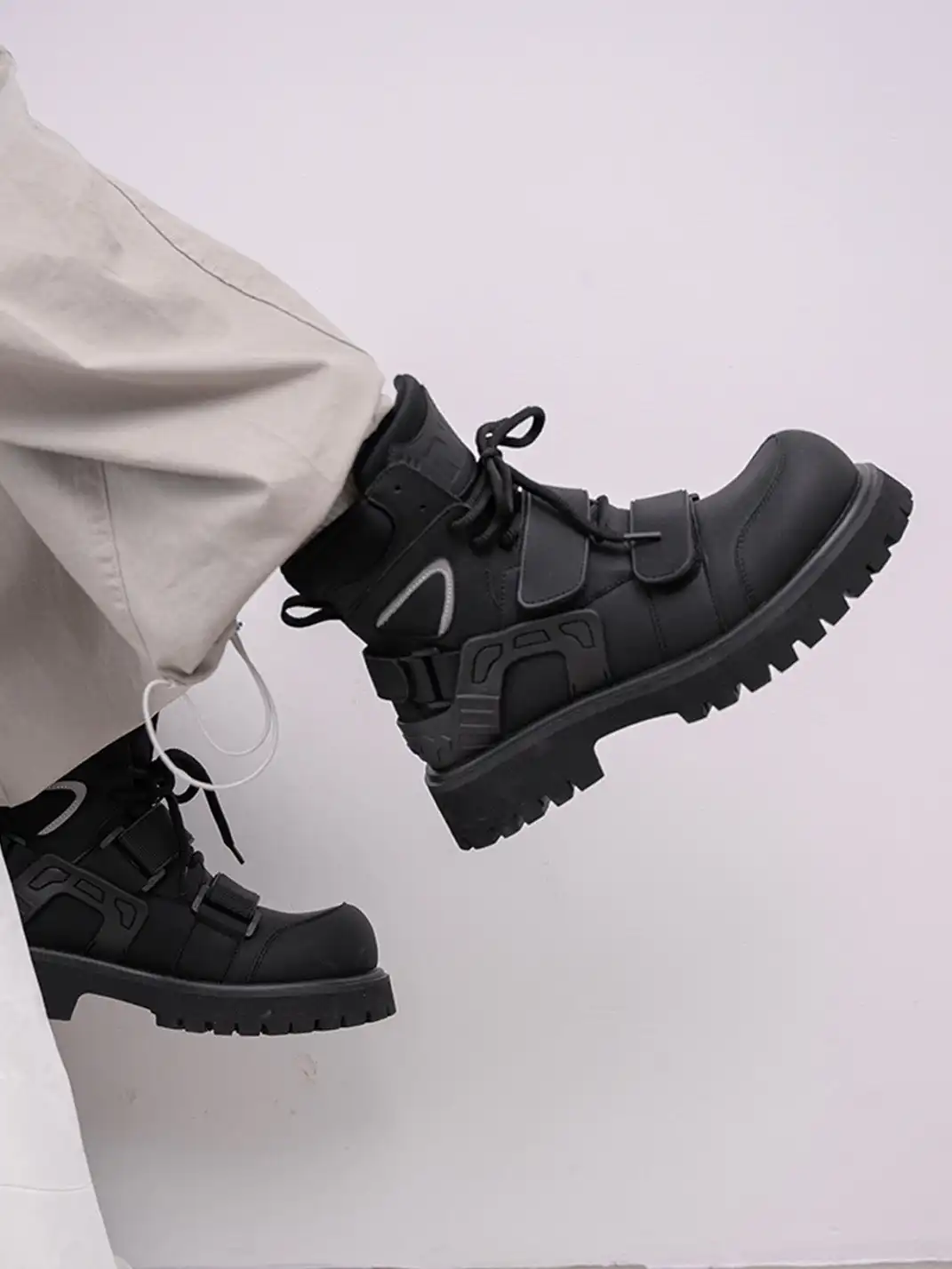 MULE DONKEY | Velcro Strap Chunky Motorcycle Boots