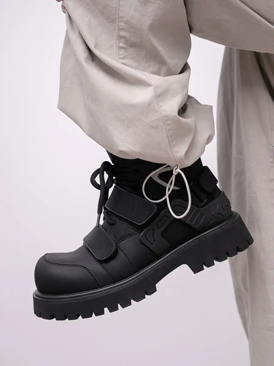 MULE DONKEY | Velcro Strap Chunky Motorcycle Boots - 4