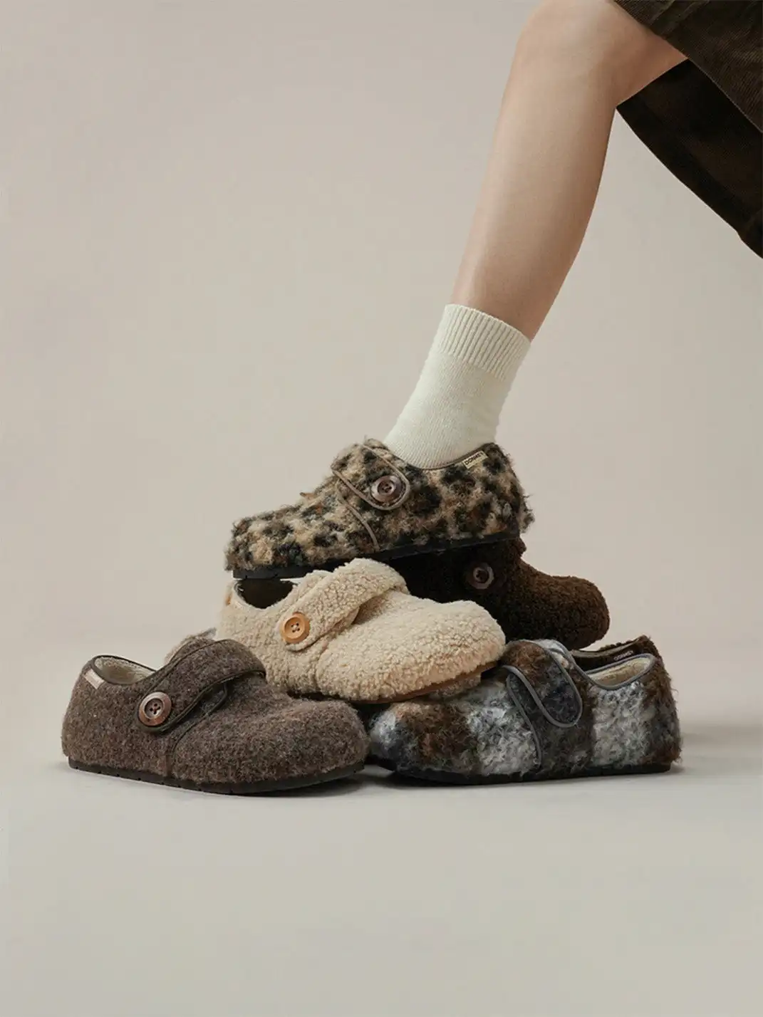 MULE DONKEY | Fleece Lined Velcro Slip-On Shoes