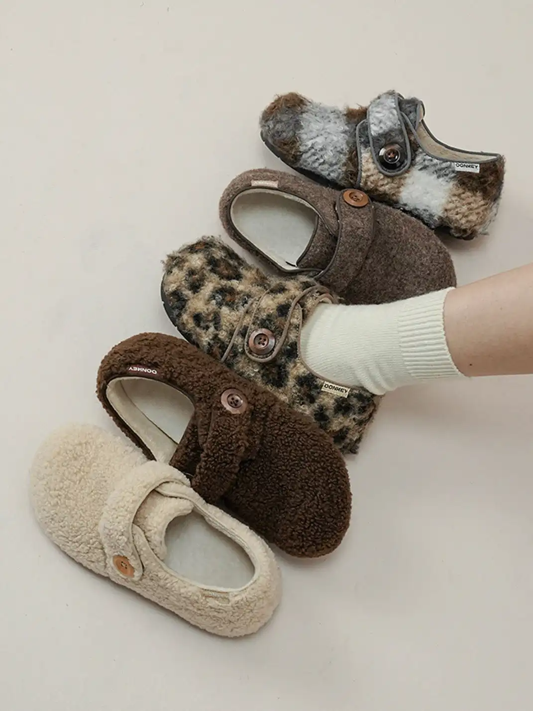 MULE DONKEY | Fleece Lined Velcro Slip-On Shoes
