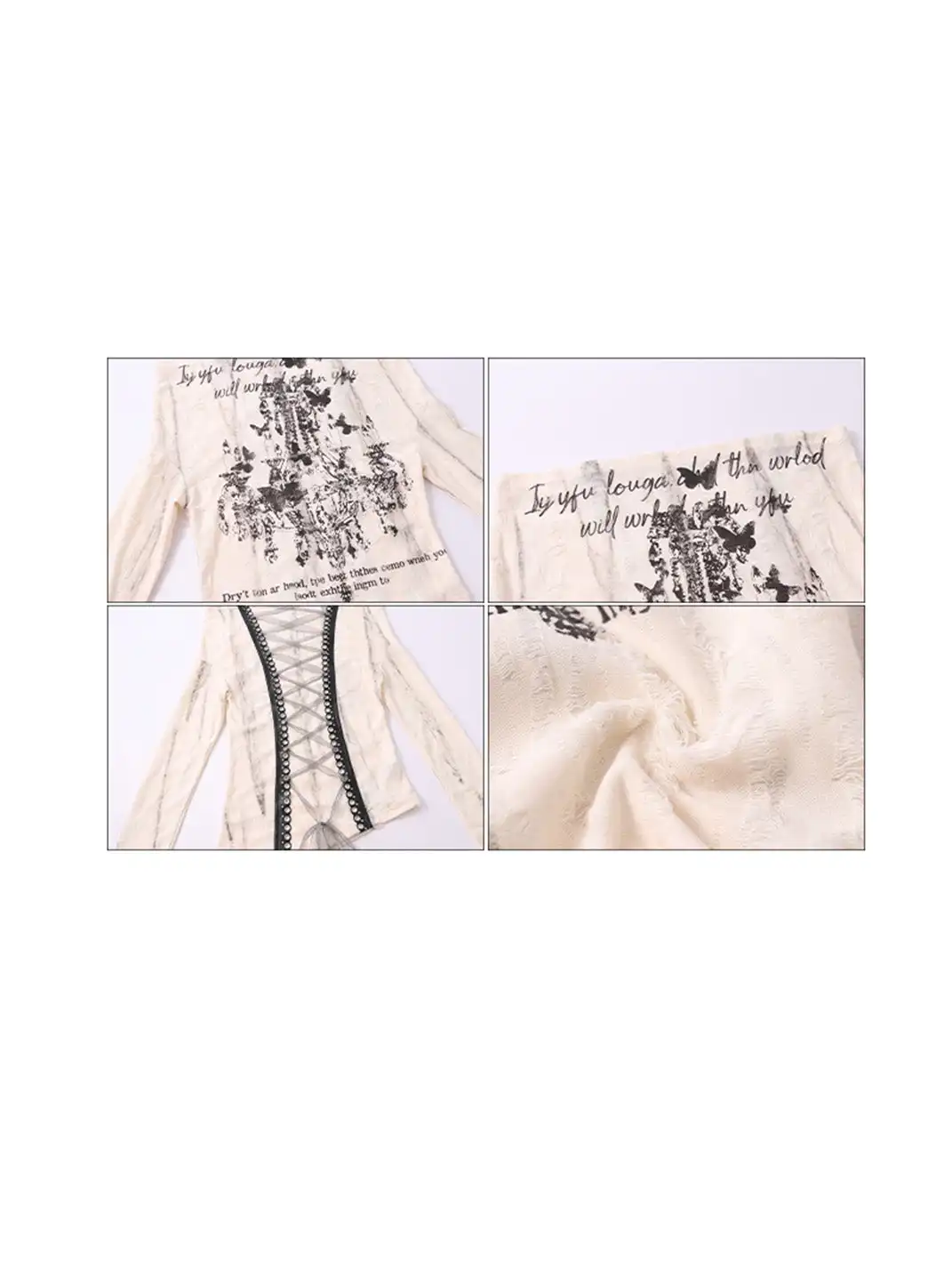 BIGGOLD | Graffiti Off Shoulder Back Lace-up Top