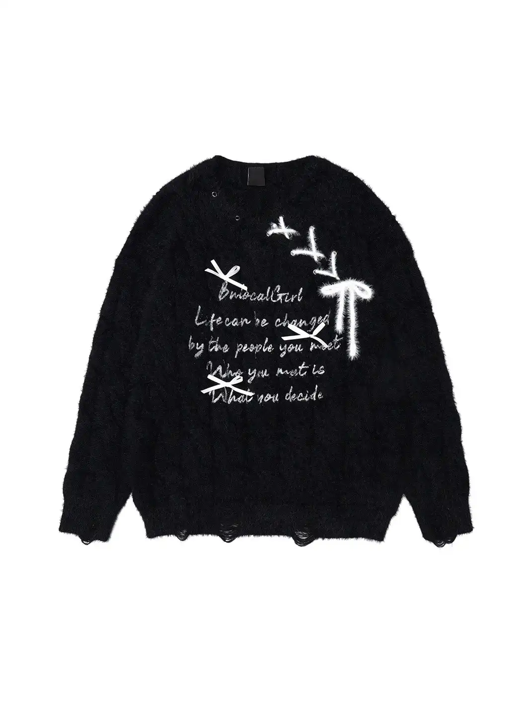 BIGGOLD | Cable Knit Bows Lacing Sweater
