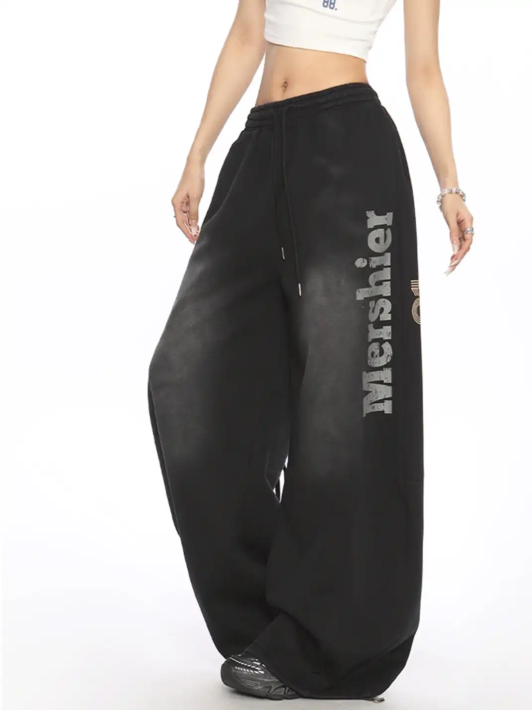 BIGGOLD | Retro Print Wide Leg Sweatpants