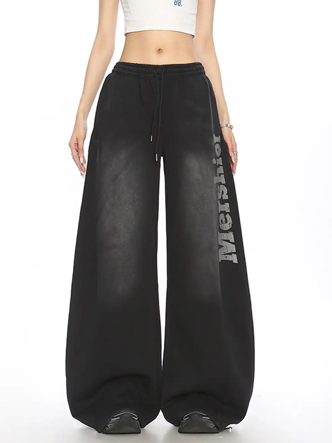 BIGGOLD | Retro Print Wide Leg Sweatpants