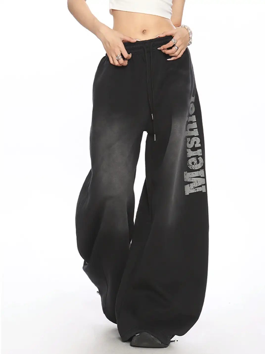 BIGGOLD | Retro Print Wide Leg Sweatpants