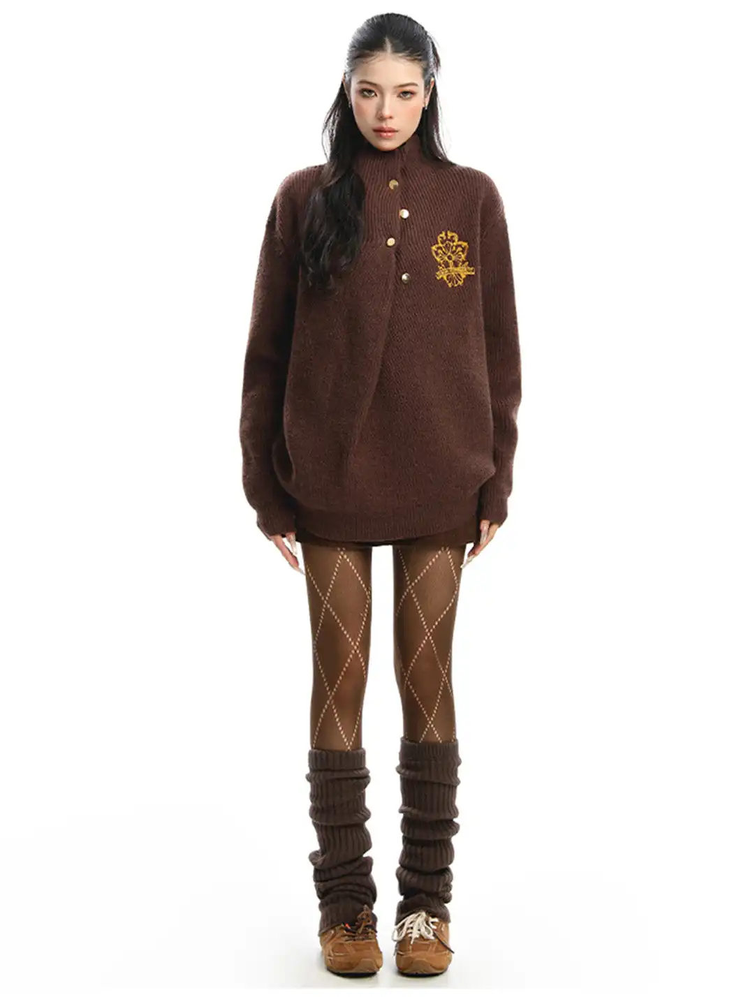 BIGGOLD | Irregular Neckline Embroidered Sweater