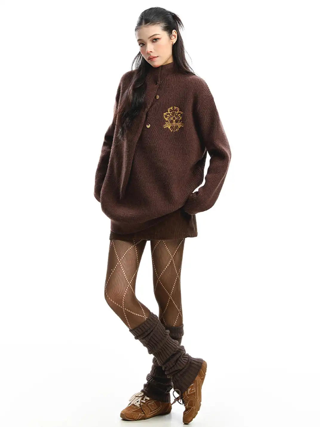 BIGGOLD | Irregular Neckline Embroidered Sweater