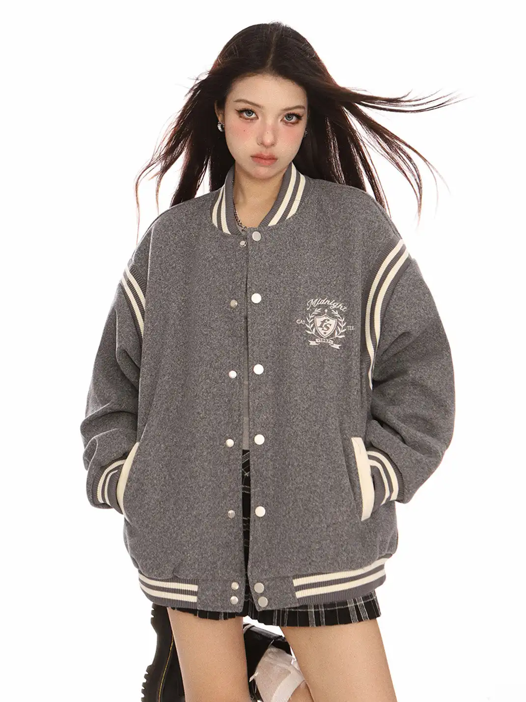 BIGGOLD | Vintage Embroidered Preppy Baseball Jacket