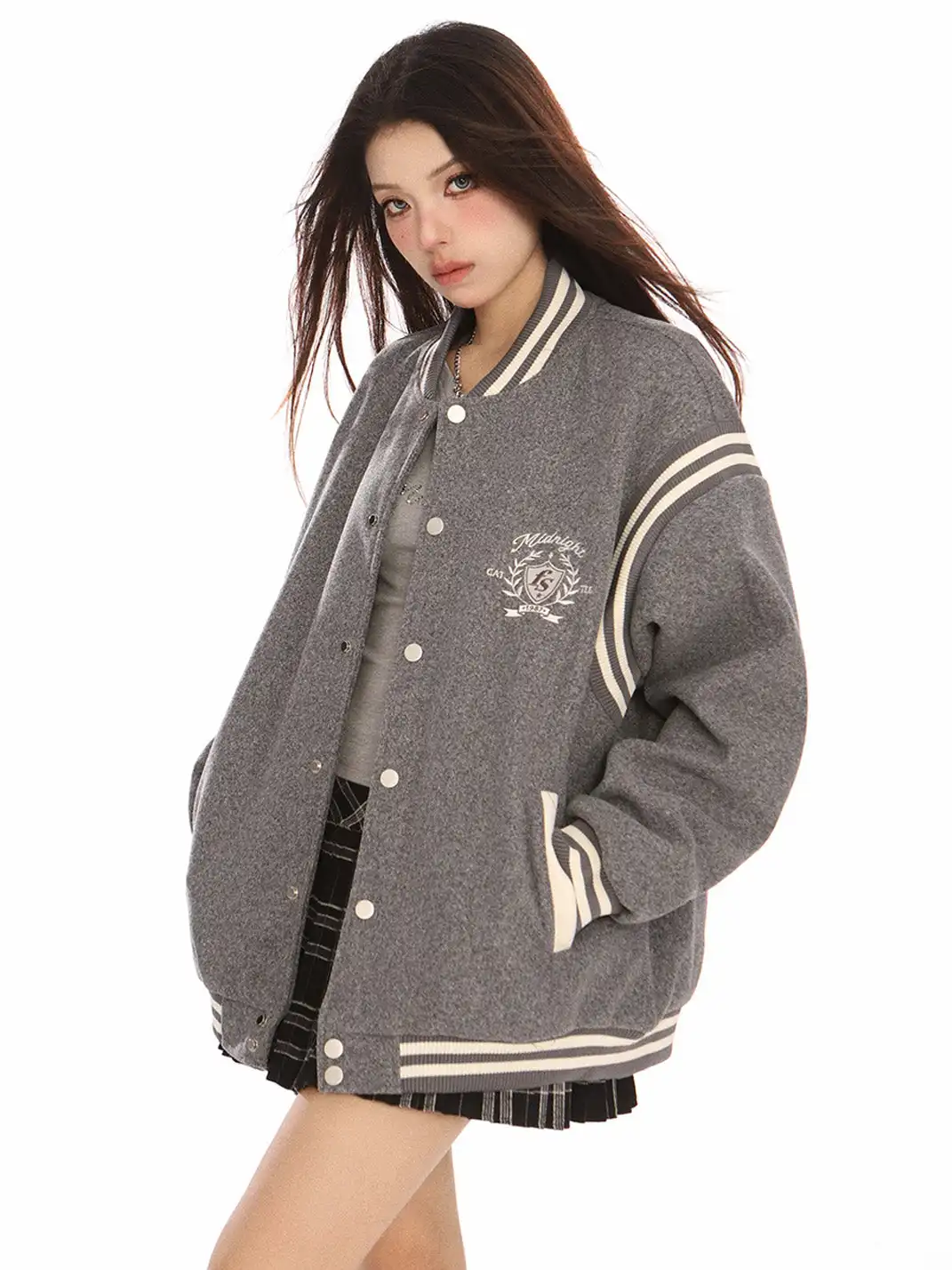 BIGGOLD | Vintage Embroidered Preppy Baseball Jacket