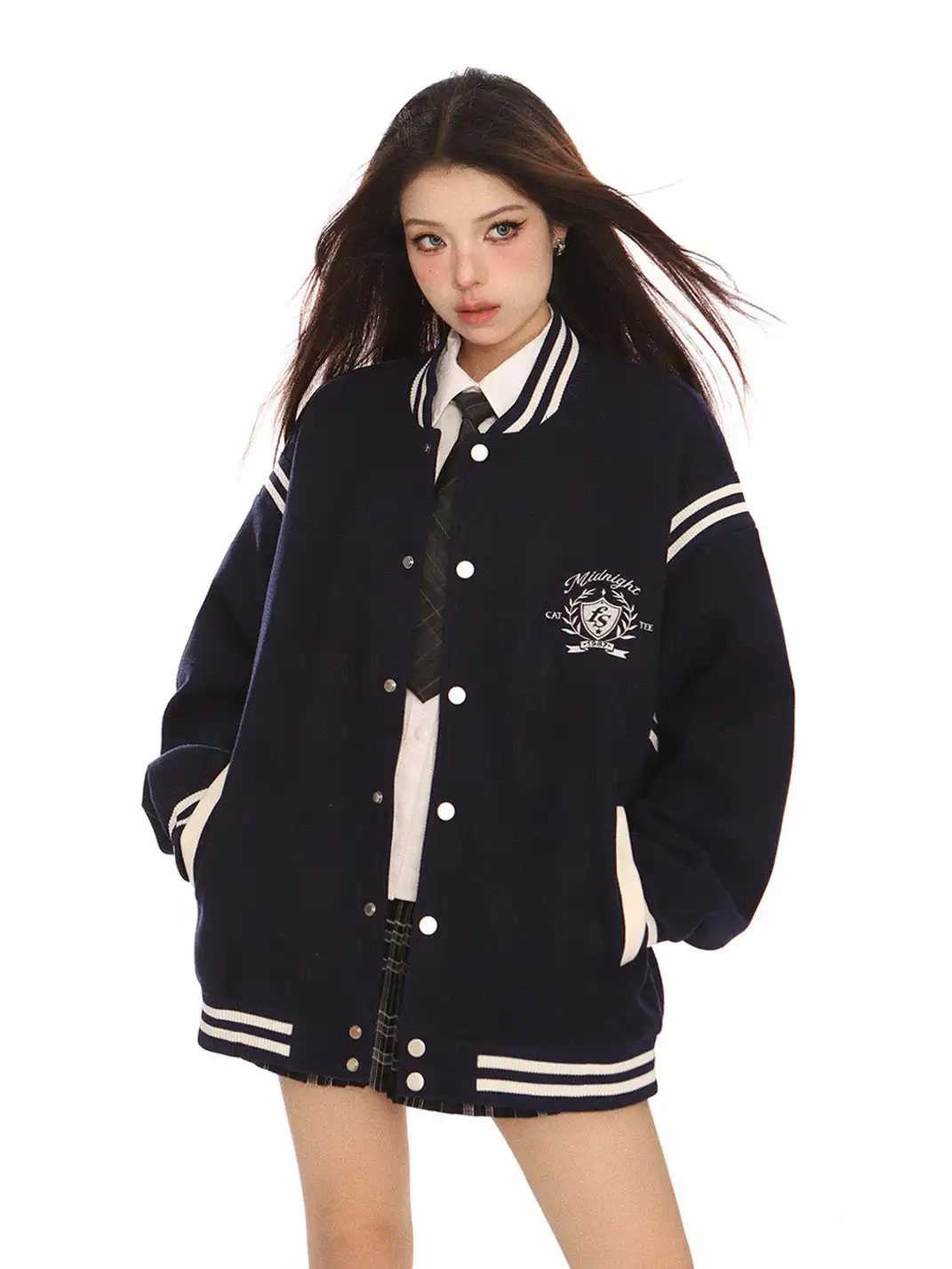 BIGGOLD | Vintage Embroidered Preppy Baseball Jacket
