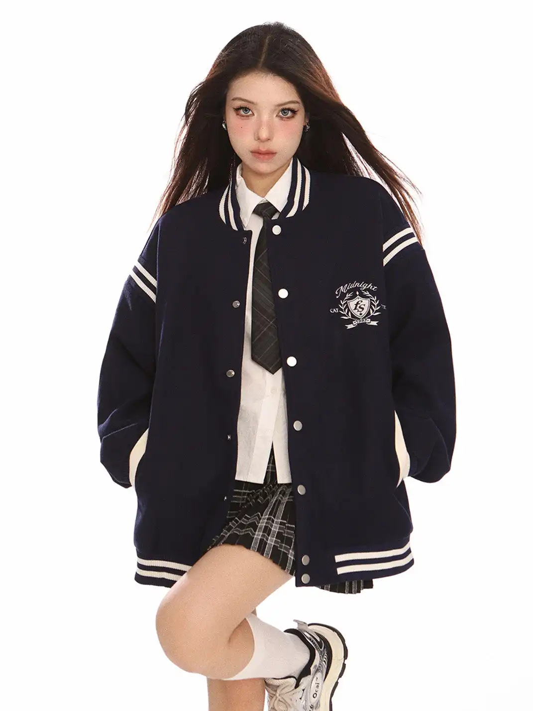 BIGGOLD | Vintage Embroidered Preppy Baseball Jacket