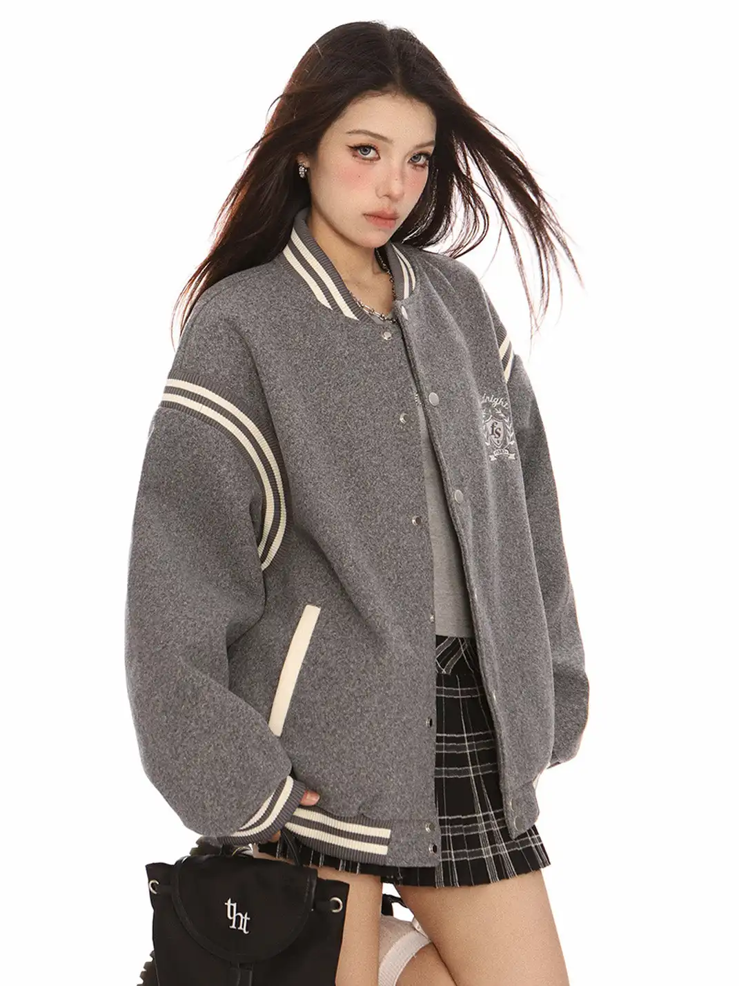 BIGGOLD | Vintage Embroidered Preppy Baseball Jacket