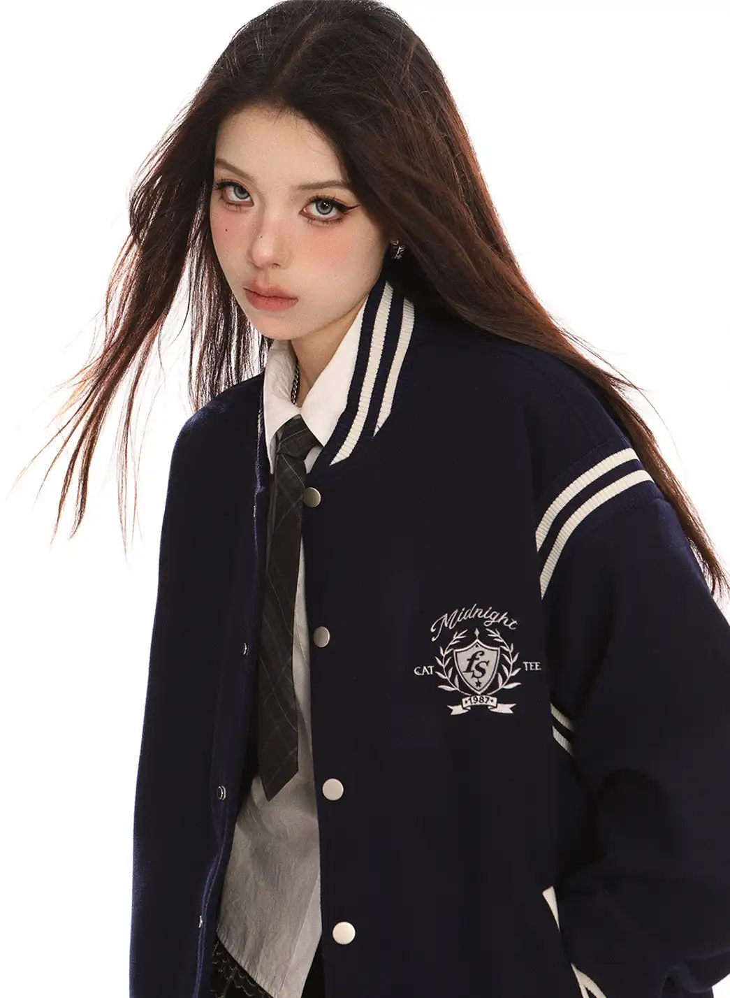 BIGGOLD | Vintage Embroidered Preppy Baseball Jacket