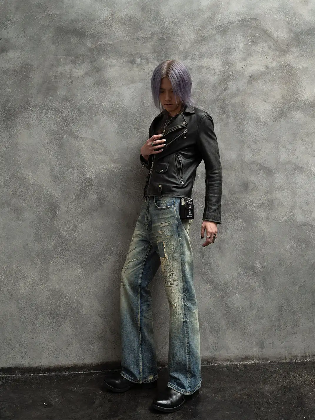The Butchers Riot | Embroidered Washed Blue Straight Jeans