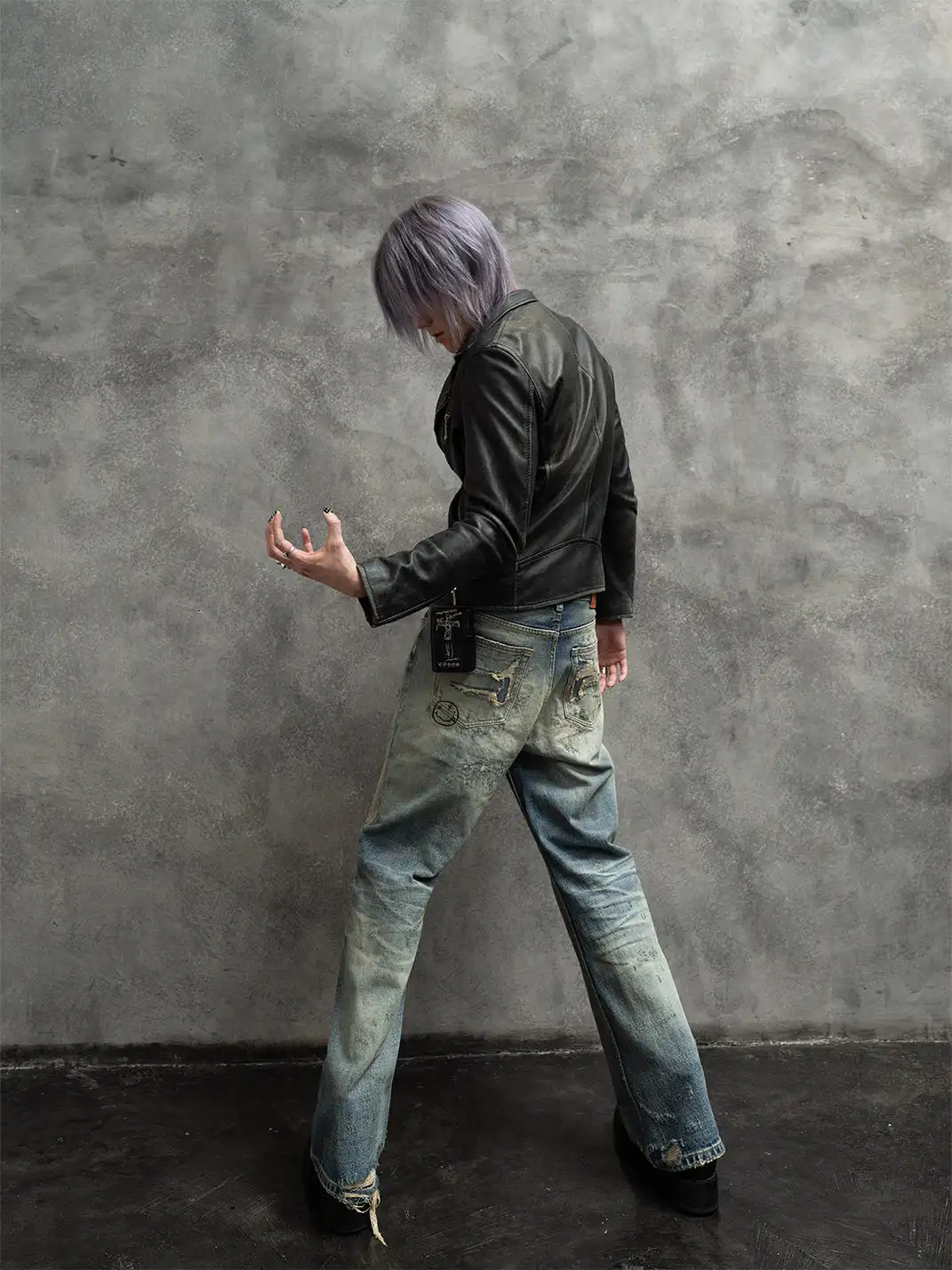 The Butchers Riot | Embroidered Washed Blue Straight Jeans