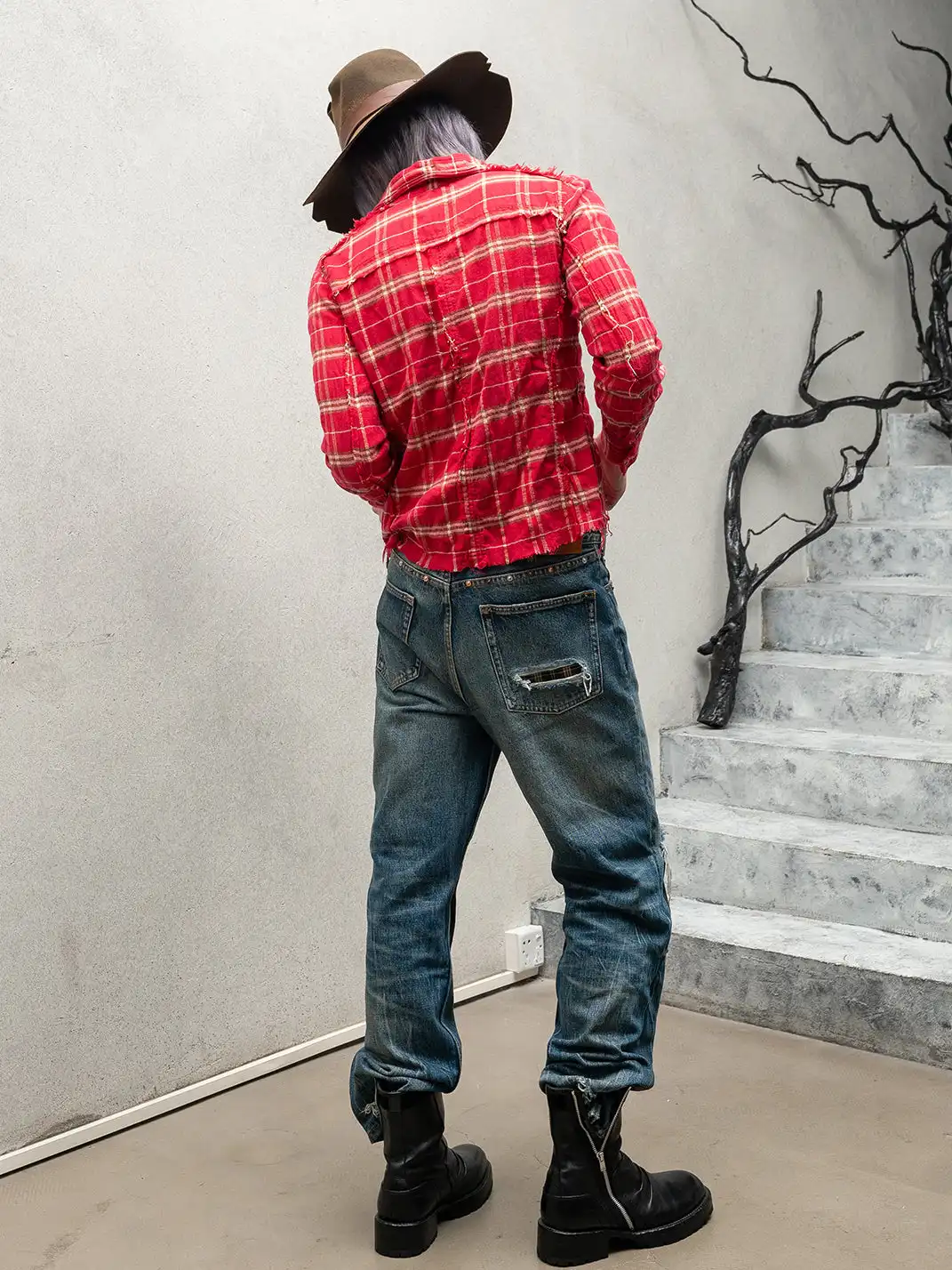 The Butchers Riot | Patchwork Distressed Slim Fit Jeans