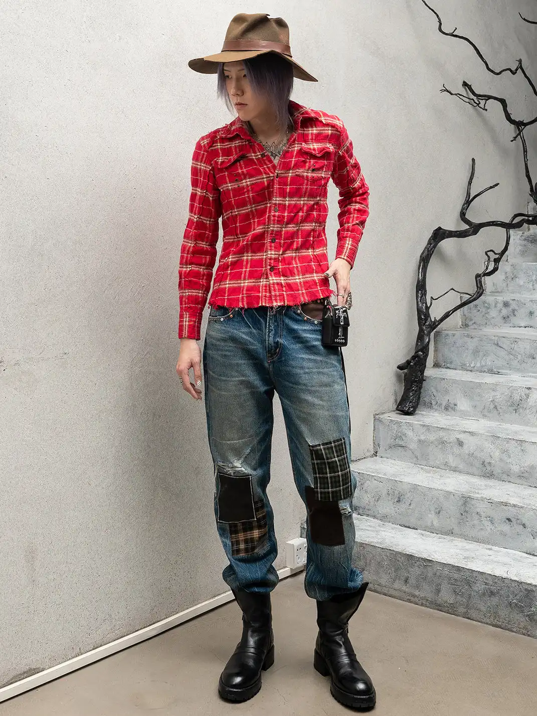 The Butchers Riot | Patchwork Distressed Slim Fit Jeans