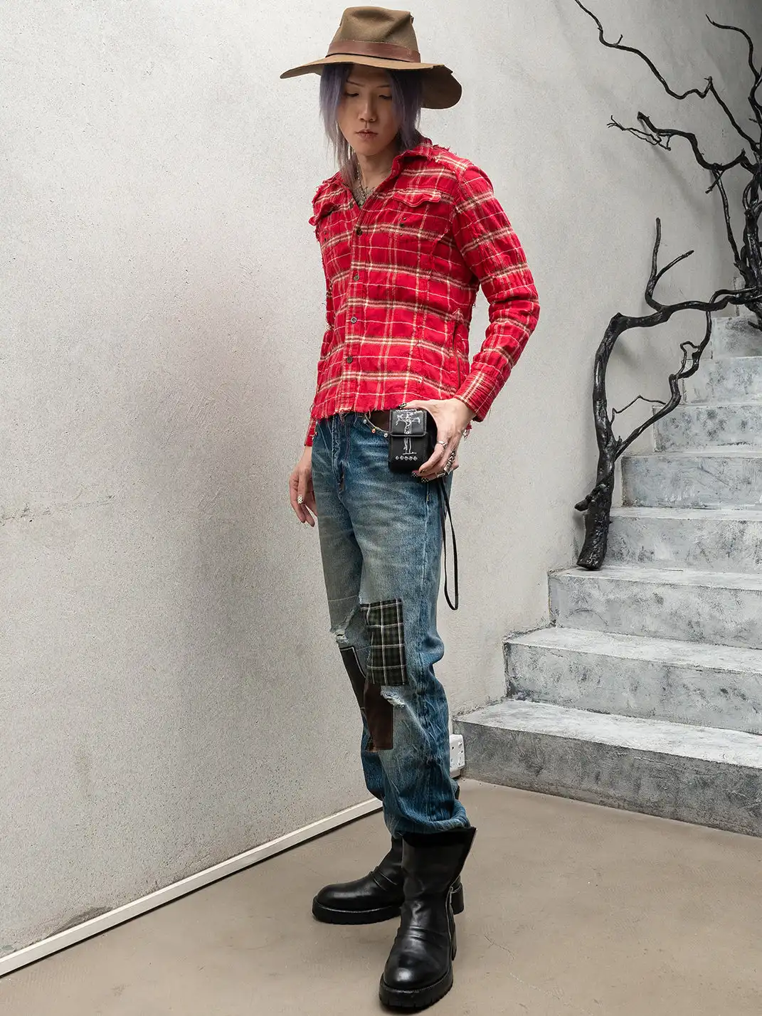 The Butchers Riot | Patchwork Distressed Slim Fit Jeans