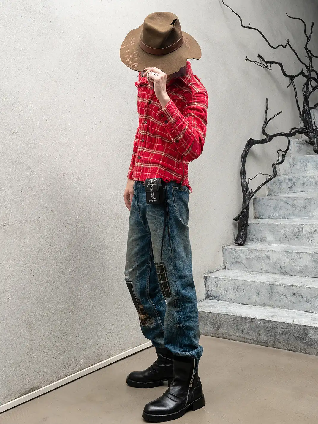The Butchers Riot | Patchwork Distressed Slim Fit Jeans