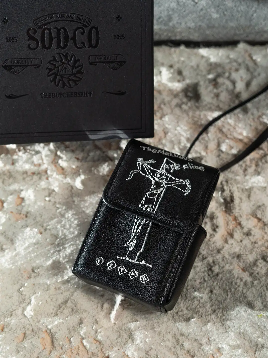 The Butchers Riot | Genuine Leather Black Two-in-One Cigarette Box Bag