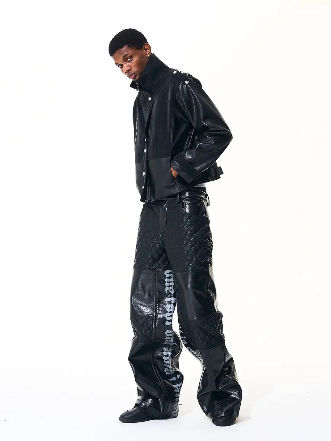 Fourth3ex | Thorn Series Stand Collar PU Jacket