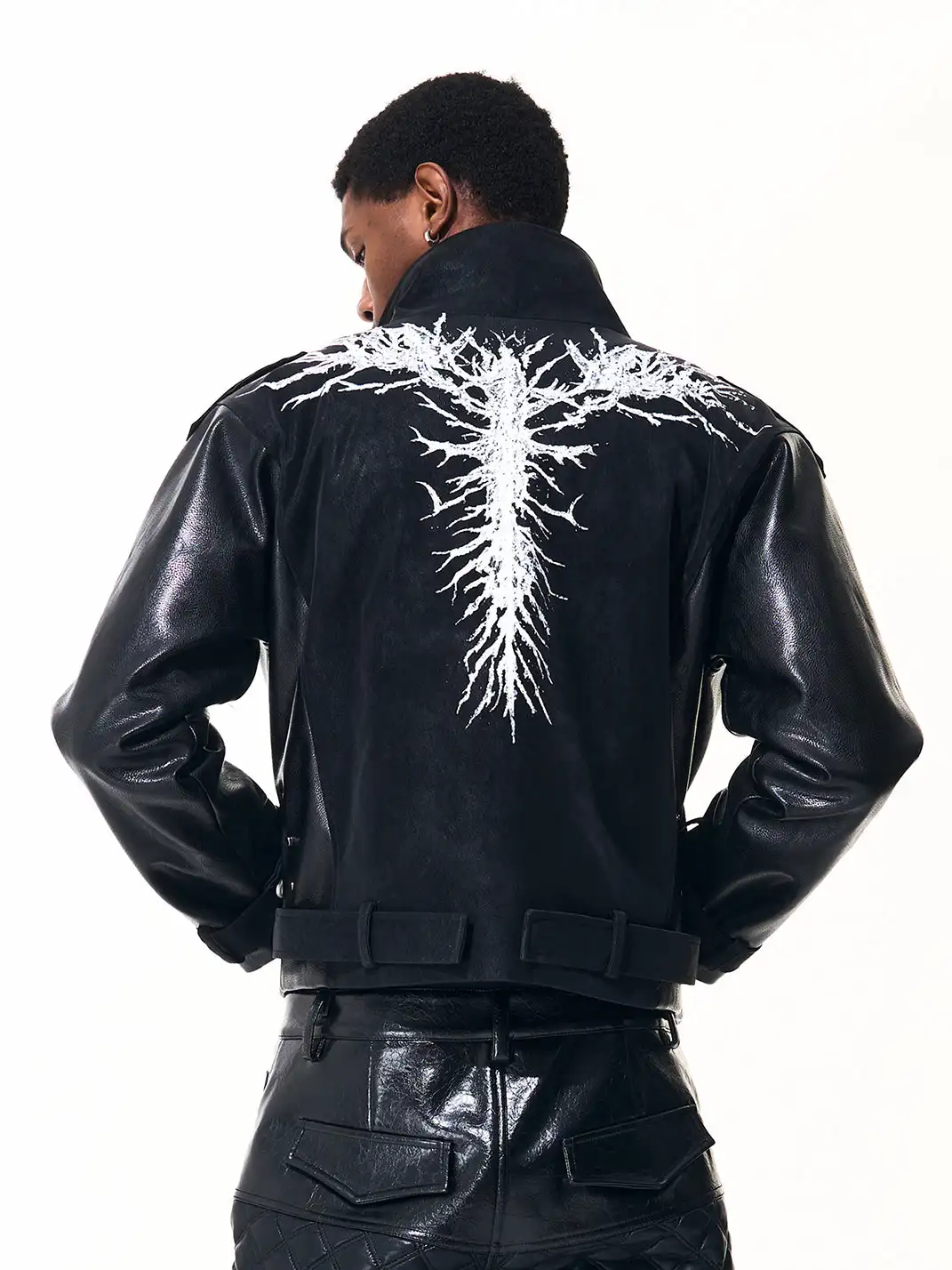 Fourth3ex | Thorn Series Stand Collar PU Jacket