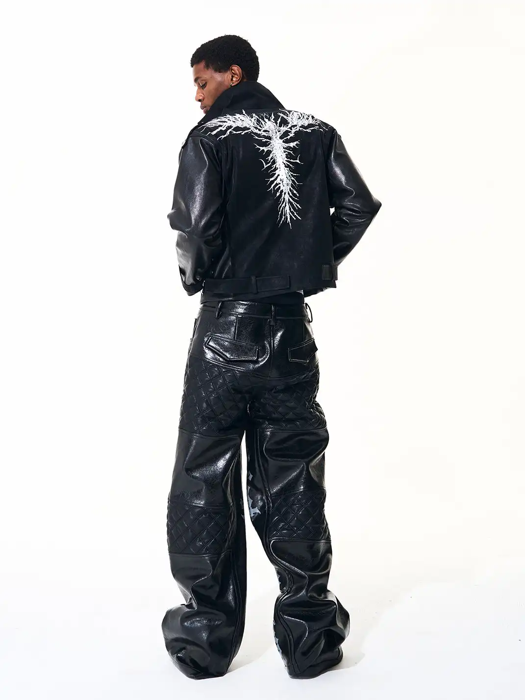Fourth3ex | Thorn Series Stand Collar PU Jacket