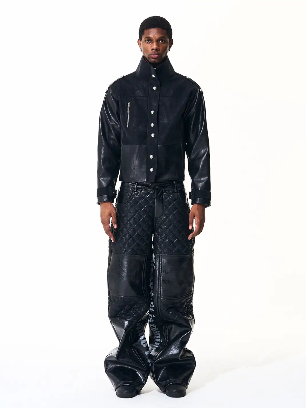 Fourth3ex | Thorn Series Stand Collar PU Jacket