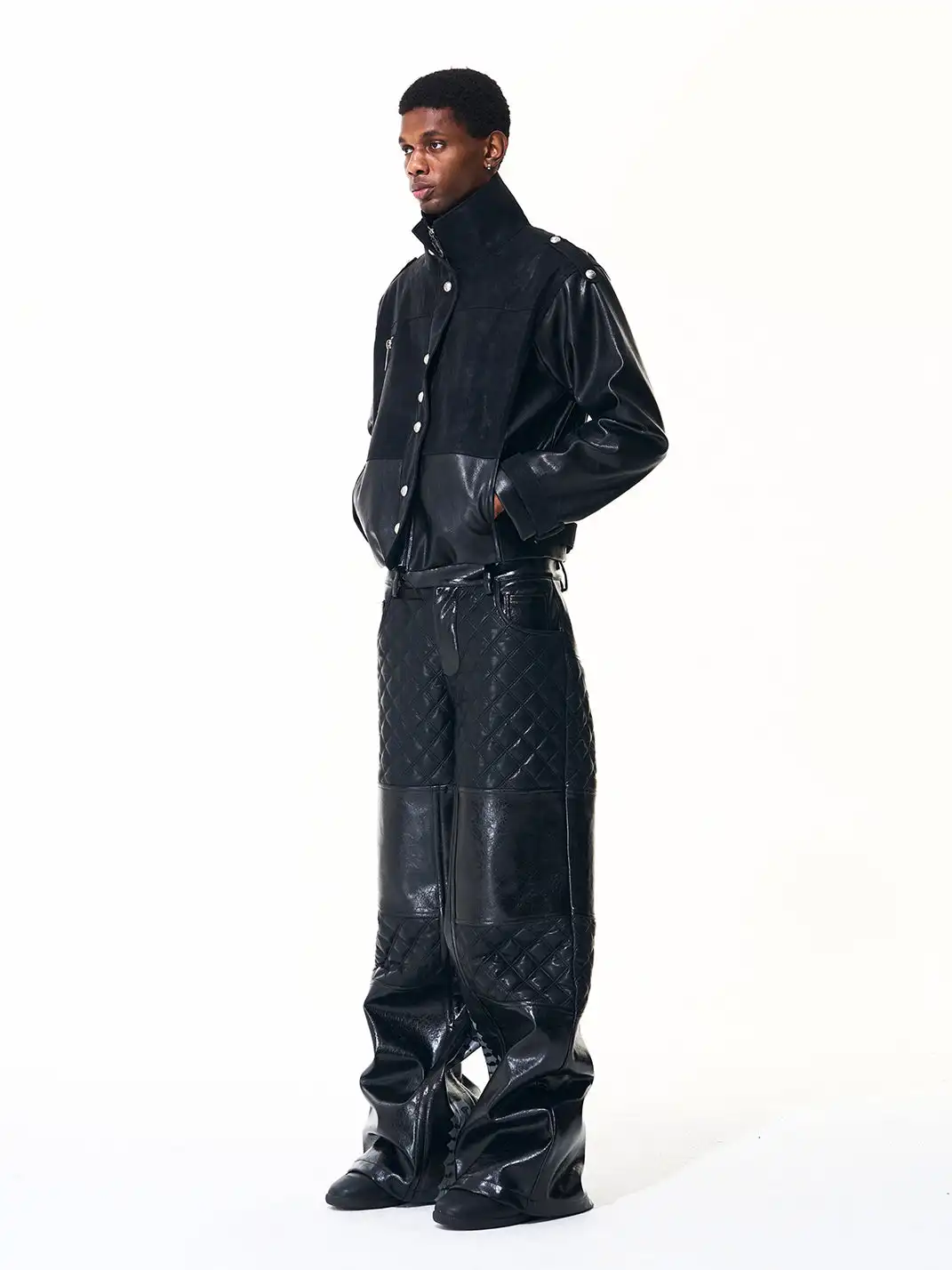 Fourth3ex | Thorn Series Stand Collar PU Jacket