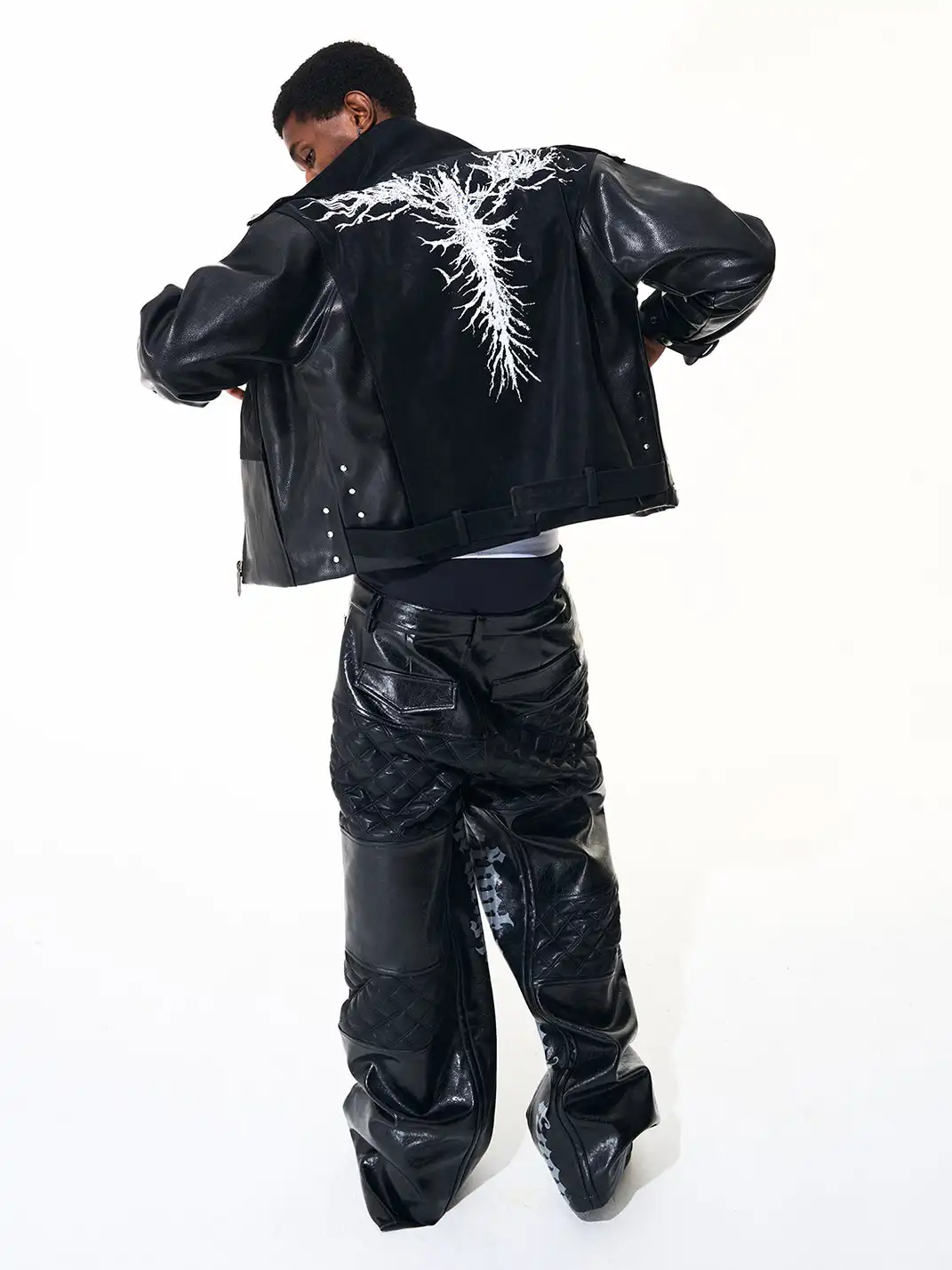 Fourth3ex | Thorn Series Stand Collar PU Jacket