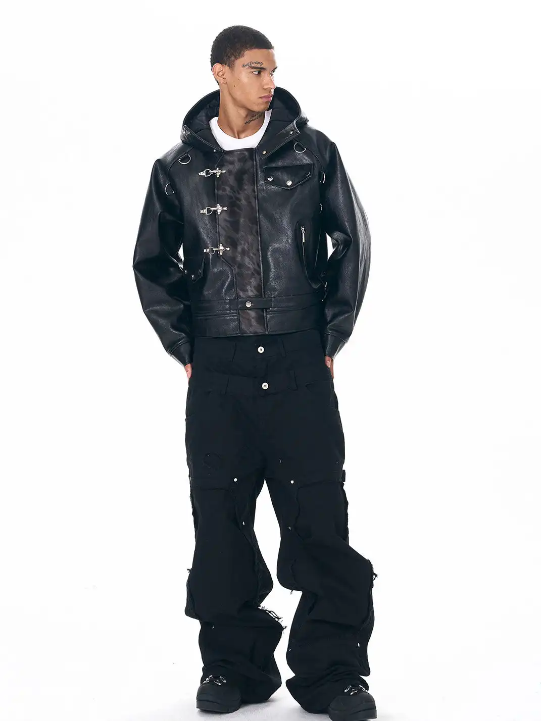 Fourth3ex | Leopard PU Leather Quilted Winter Jacket