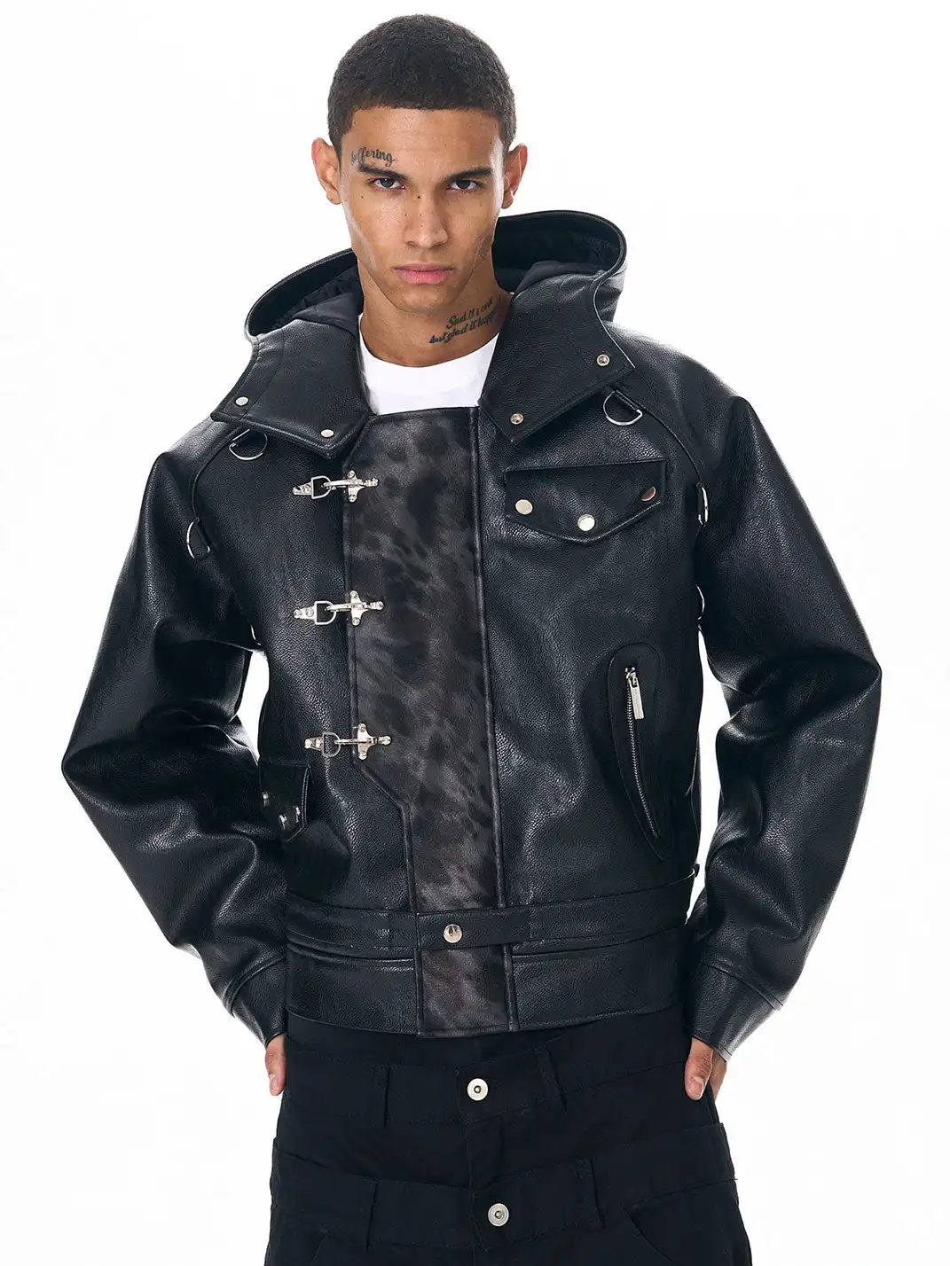 Fourth3ex | Leopard PU Leather Quilted Winter Jacket