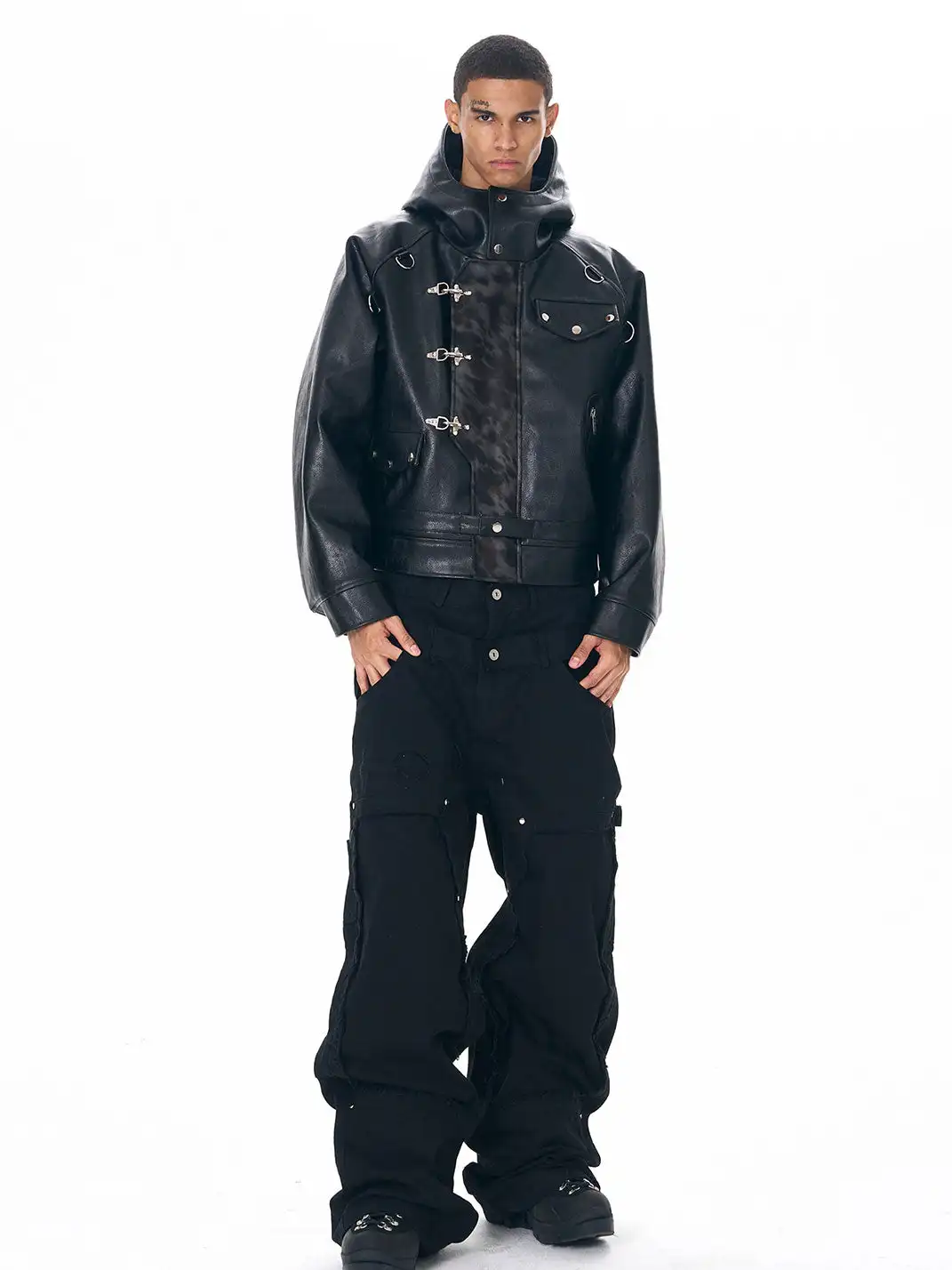 Fourth3ex | Leopard PU Leather Quilted Winter Jacket