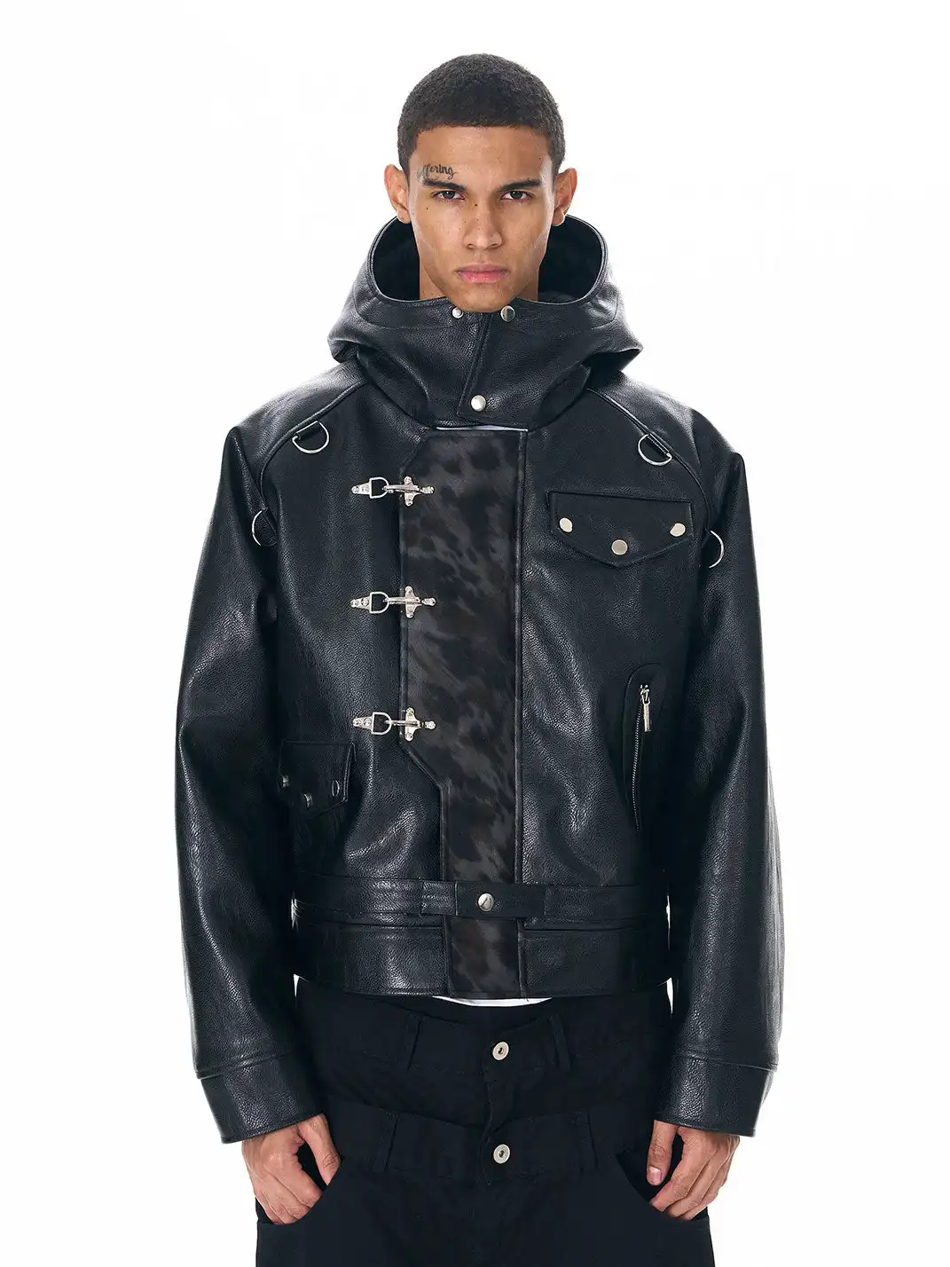 Fourth3ex | Leopard PU Leather Quilted Winter Jacket