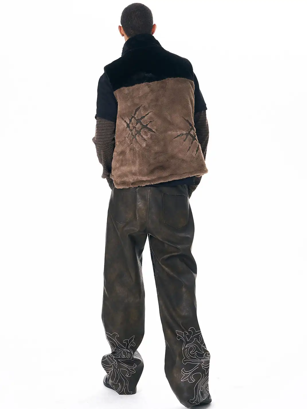 Fourth3ex | Hand-Painted War Horse Distressed Leather Pants