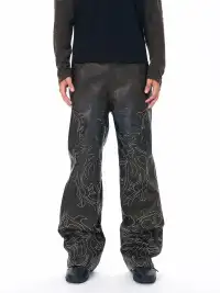 Fourth3ex | Hand-Painted War Horse Distressed Leather Pants