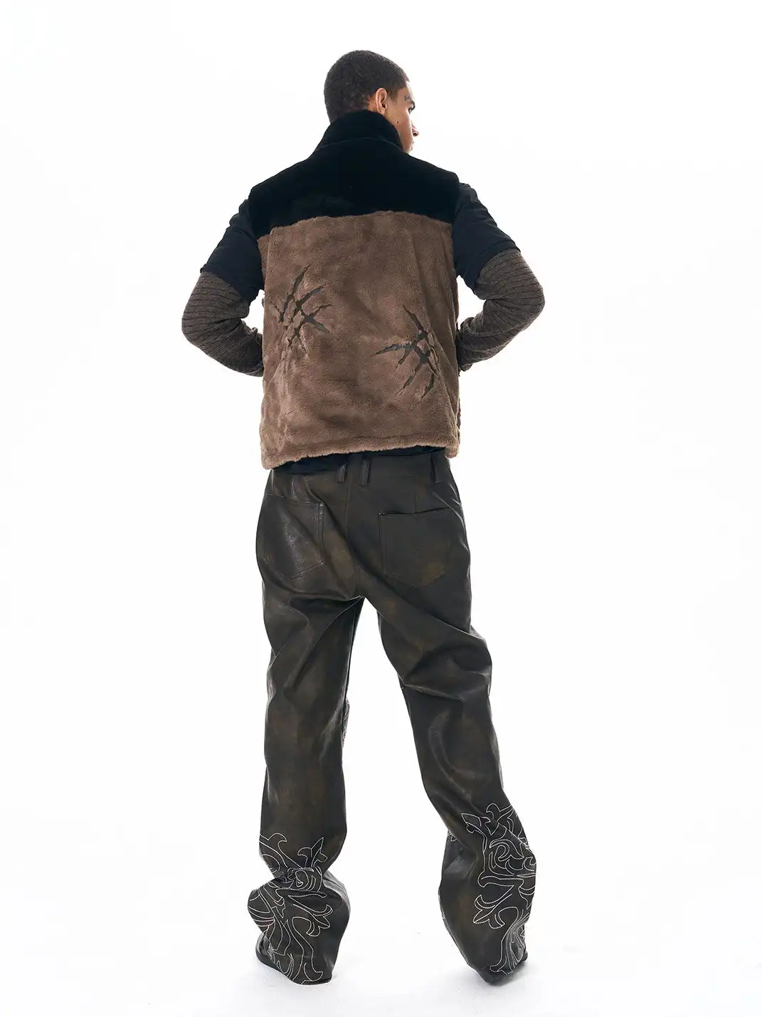 Fourth3ex | Hand-Painted War Horse Distressed Leather Pants