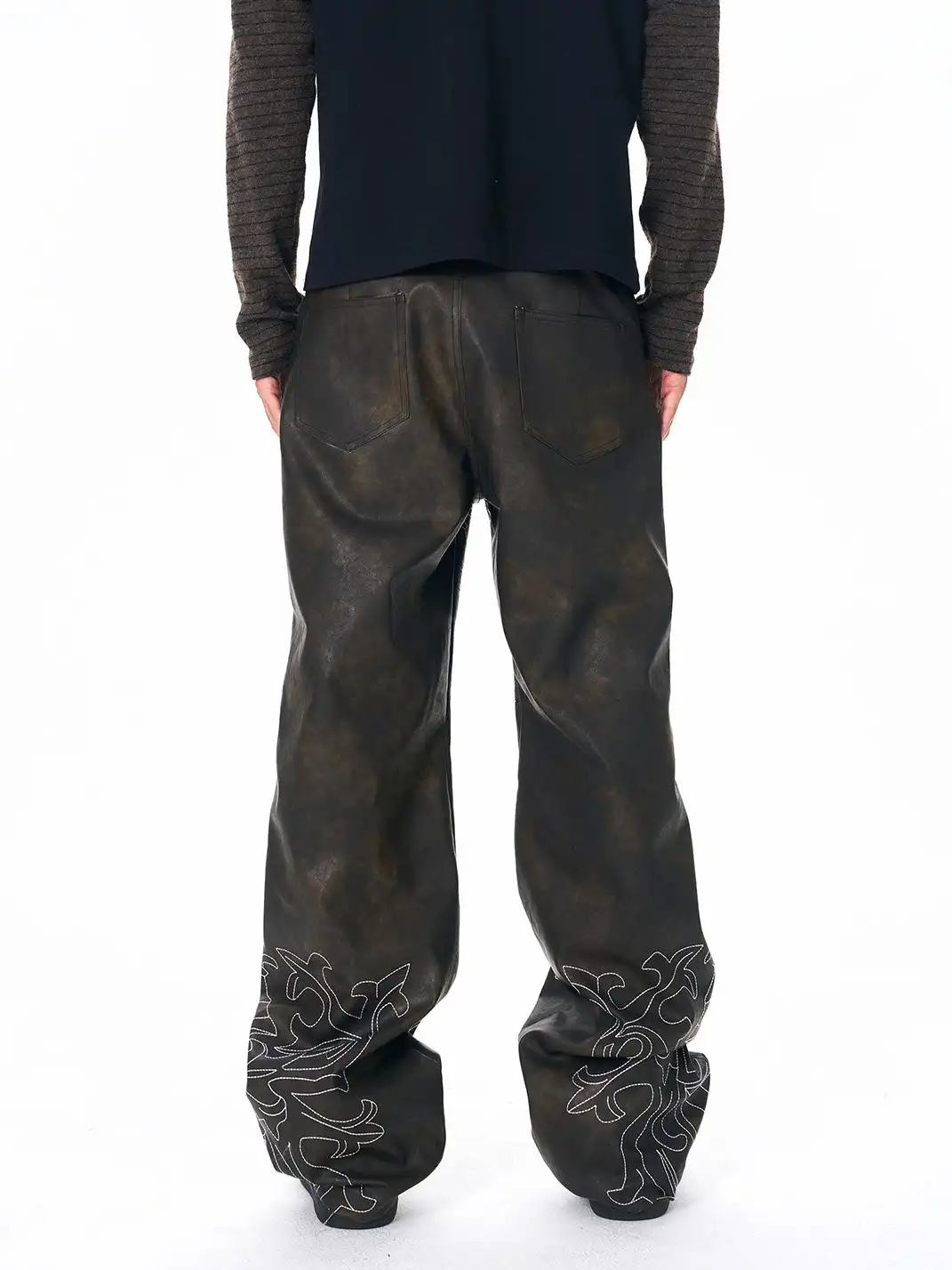 Fourth3ex | Hand-Painted War Horse Distressed Leather Pants