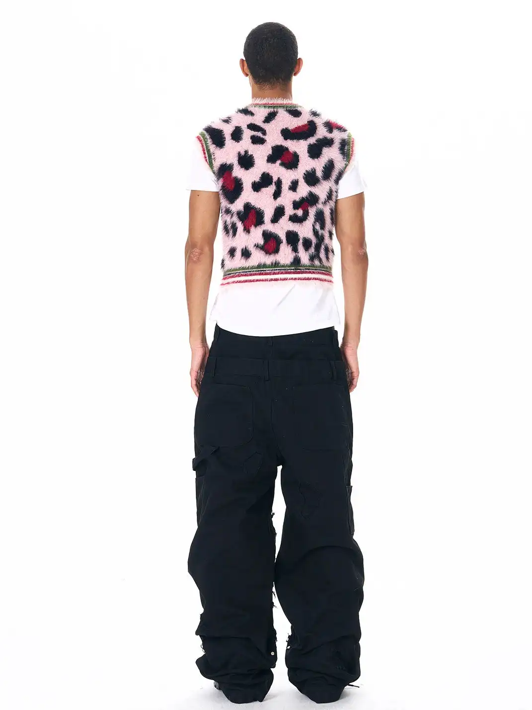 Fourth3ex | Pink Leopard Hairy Knit Vest