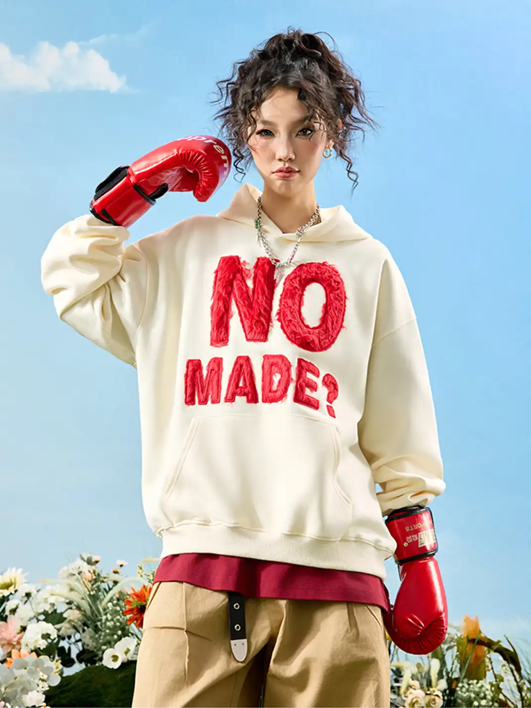 Nuthink | Retro Plush Embroidered Hoodie