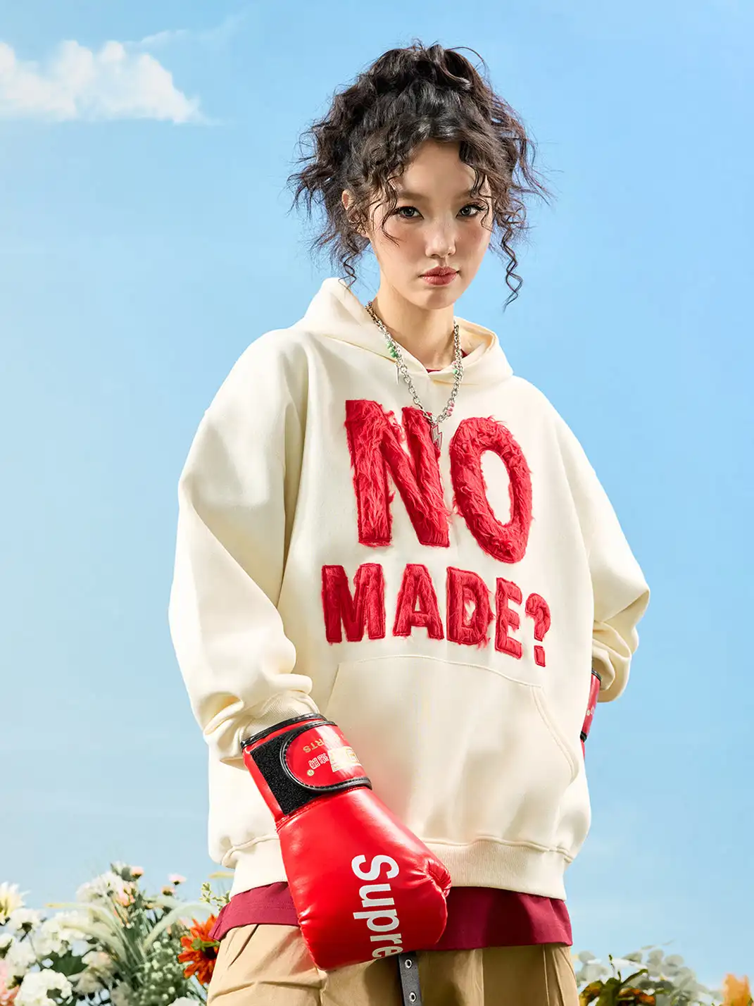Nuthink | Retro Plush Embroidered Hoodie