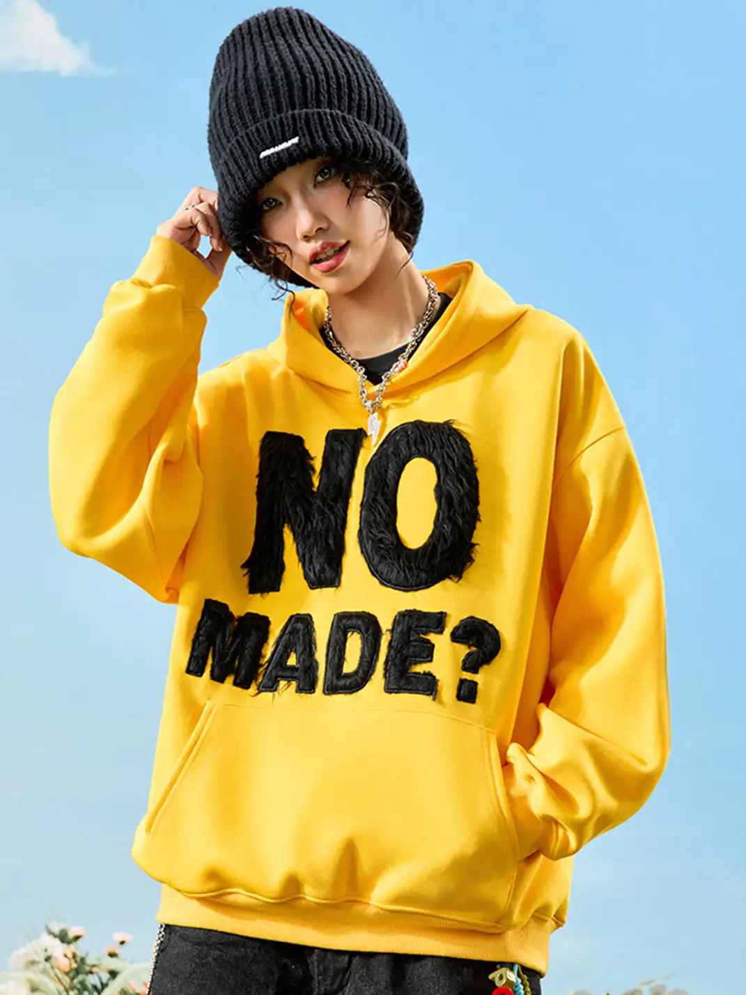 Nuthink | Retro Plush Embroidered Hoodie