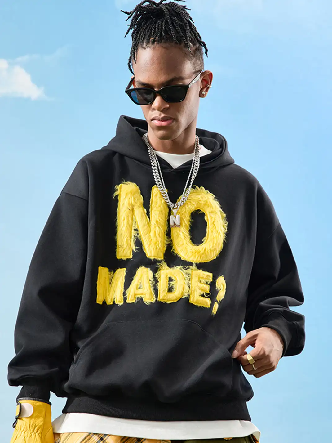 Nuthink | Retro Plush Embroidered Hoodie