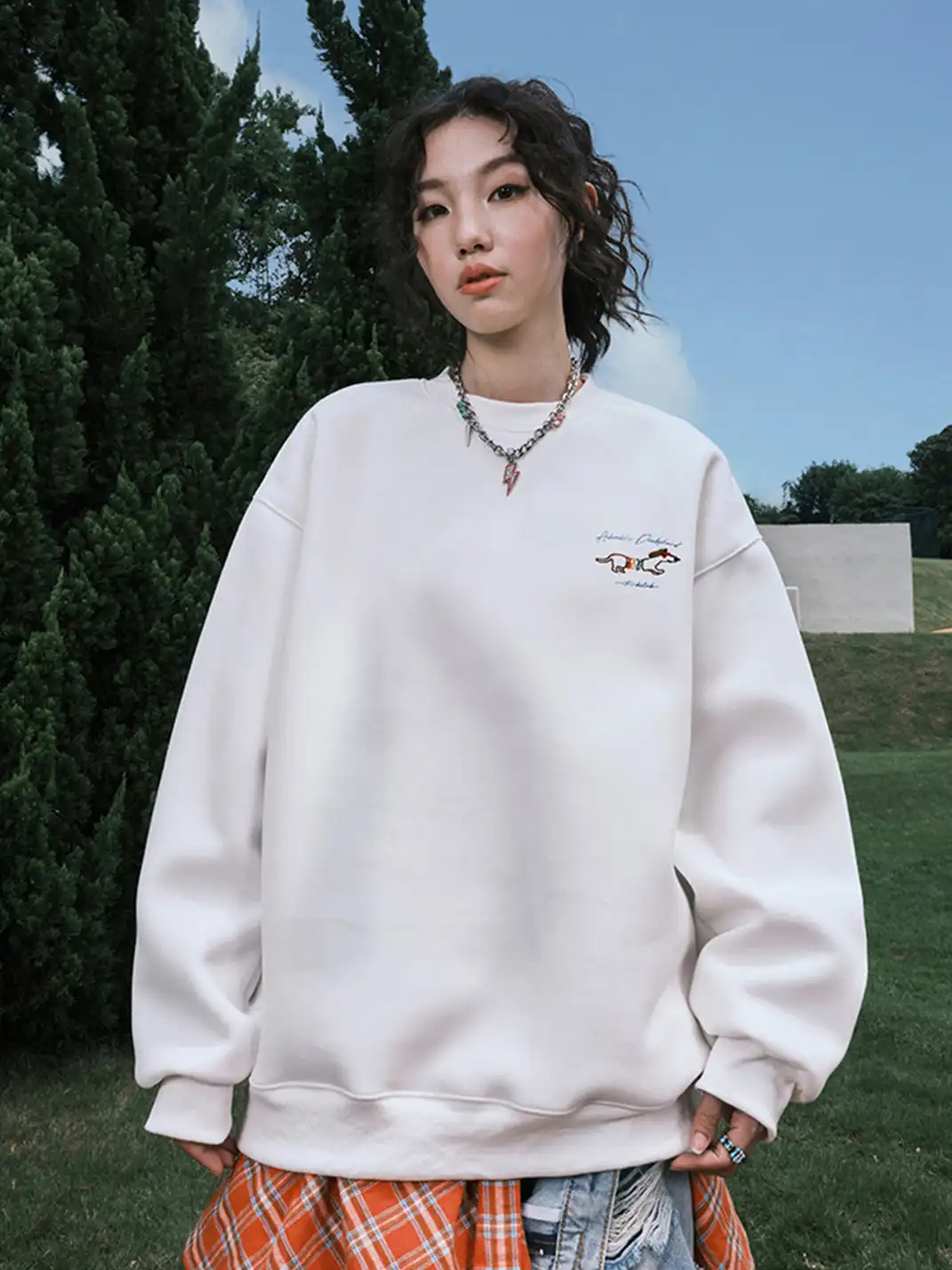 Nuthink | Dachshund Embroidered Cartoon Sweatshirt
