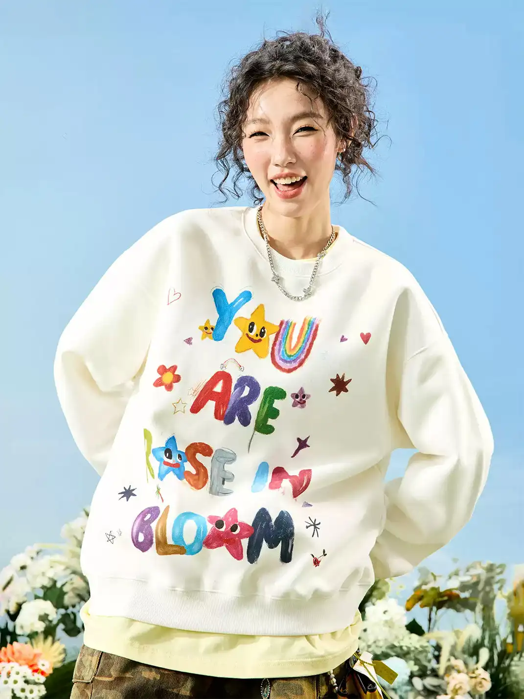 Nuthink | Graffiti Letter Print Crewneck Sweatshirt
