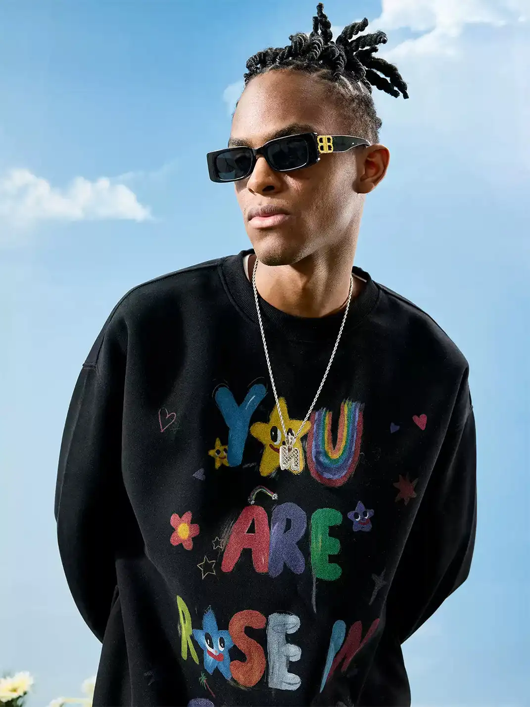 Nuthink | Graffiti Letter Print Crewneck Sweatshirt
